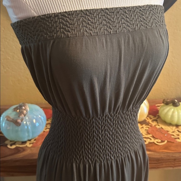 Strapless Olive Green Maxi Dress - Picture 2 of 5